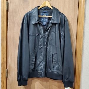 AMERICAN RAG NWT BLACK FAUX LEATHER BOMBER JACKET XL